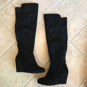 Chinese Laundry Black feaux suede Wedge Boots